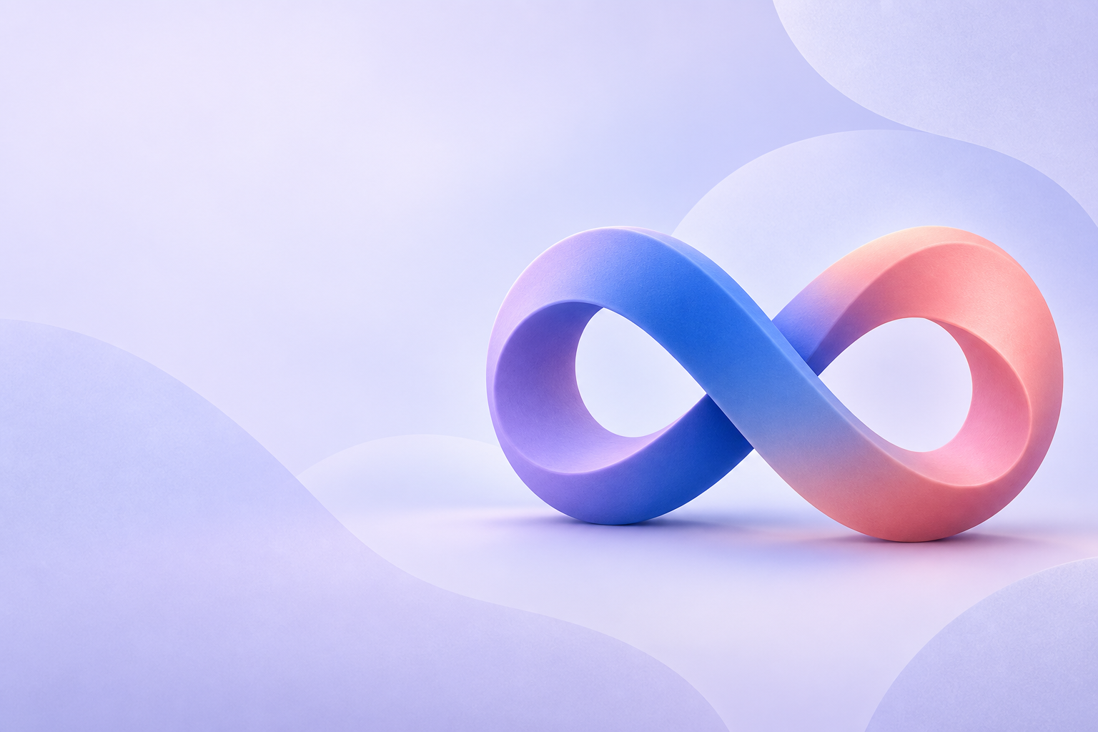 Símbolo de infinito en tonos lavanda, azul y coral